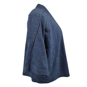 Ignacio Peri 80s Vintage Swing Coat Blue Tweed Wool Blend Jacket Kimono
